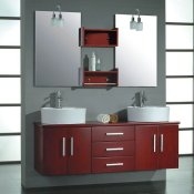 Wall Mounted Bathroom Vanity Set w/ Double Sinks & Mirrors - CP-VAN-5044