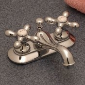 Teapot Collection 4" Center Set w/ Metal Cross Handles & Popup Drain - SH614