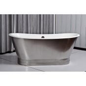 67″ Cast Iron Double Ended Stainless Steel Slipper Pedestal Tub