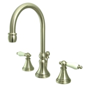 Victorian 8″ Widespread Gooseneck Faucet Set w/ Pop Up Drain - KS298